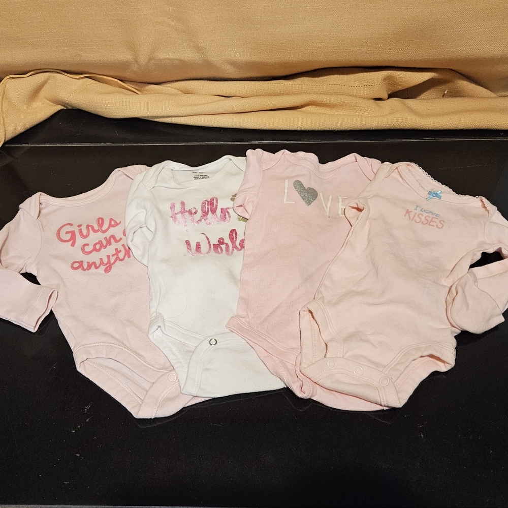🍓🍄Girls Long Sleeve Pink Onesie Bundle🍄🍓